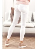 Denim pants with holes, white 2596 - Online store - Boutique